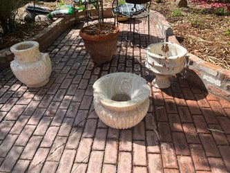 Trio Of Gorgeous ALABASTER planters 