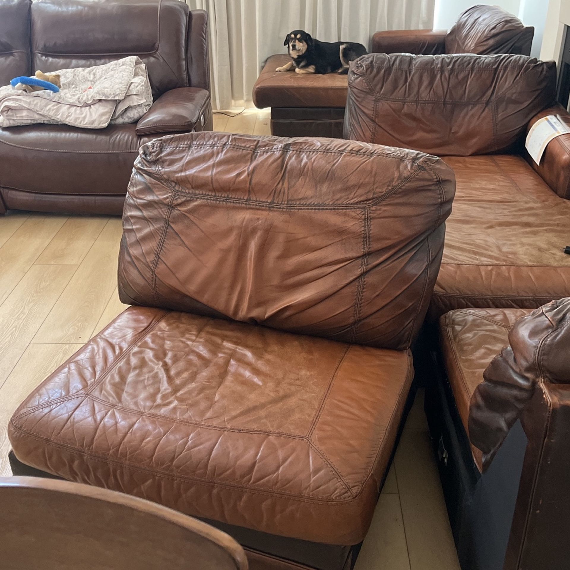 152” Long 100% Leather Sectional  