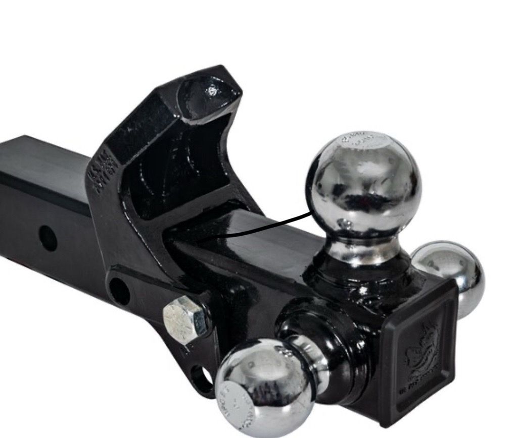 Tri-Ball Hitch with Pintle Hook and Chrome Towing Balls - 2-1/2 Inch Receiver