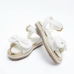 River Island Mini Girls White Pearl Embellished Sandals