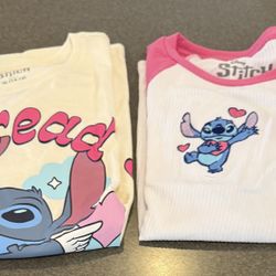 New Pair Of Girls Disney Stitch Valentines 💘 Shirts Size XL Please Read Post Before Messaging 