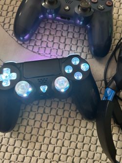 PS4 controller and headphones