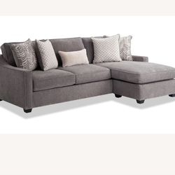 Couch with Chaise lounge, Grey chenille upolstry