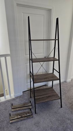 Leaning shelf plus two wall mounted shelves