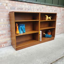 Mid Century Modern Walnut Long Bookcase Bookshelf Display Shelf Vintage 