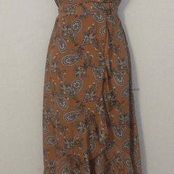 NWOT Inspired Hearts paisley halter dress brown size M