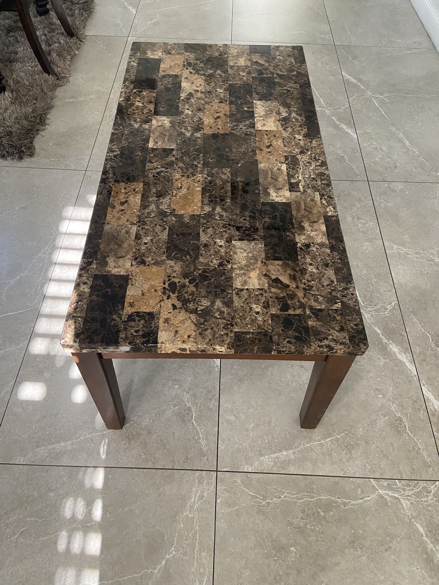 Ashley Marble Brown Coffee Table- Price Is Negotiable