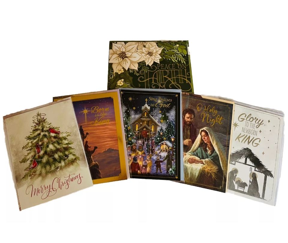 6 Beautiful New Christmas Cards with Matching Envelopes Religious. 7.5” X 5.5”