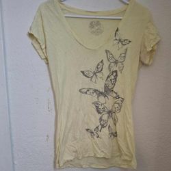 Xl Yellow Butterfly Womens Shirt