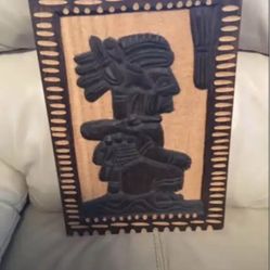 Vintage Hand Carved Mayan Wooden Plaque