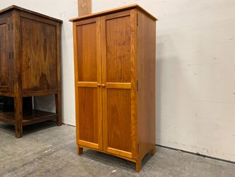 Petite Computer Desk Armoire with Cork Boards and Keyboard Tray