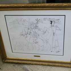 Pablo Picasso lithograph on arches paper “ Chevalier Picador L’arena Framed MINT 378/500. Frame size 34x28 . Lithograph size 23x17. 801257-1.