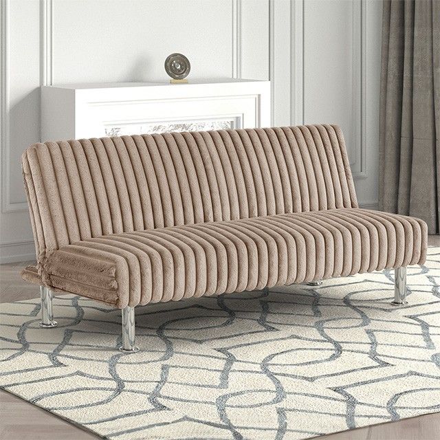 Brand New Plush Taupe Futon Sofa Sleeper