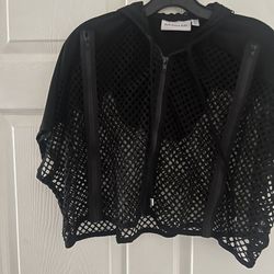 Women's size, small mesh, fishnet, jacket, workout gear, exercise gear