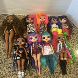 Lol Dolls Set Of 9 Total Of 8/9” Dolls And One Full Size Omg Surprise 