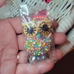 Betsy Johnson Owl Sweater Necklace. 