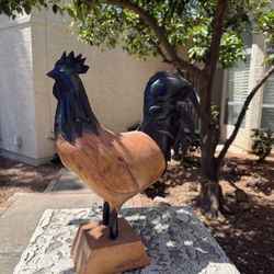 Handcrafted, Wood And Metal Rooster