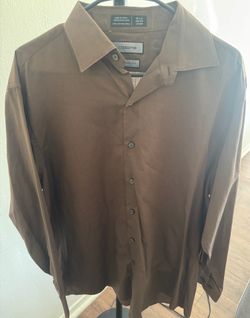 Like New . Worn Once Men’s *Brown* Size Large “Claiborne” Casual Dress Shirt.
