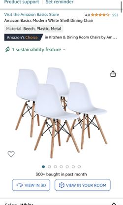 Amazon Basics Modern White Shell Dining Chair