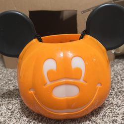 Disney Parks Mickey Pumpkin Halloween Light Up Trick or Treat Candy Bucket Pail