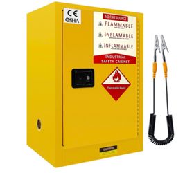 Fireproof Flammable Storage Cabinet 18 Gallon, Yellow Galvanized Steel Adjustable Thickened Shelf 35(H)x23(L)x18.11(D) Inch, Liquid Storage, Hazardous