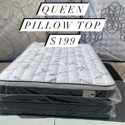 ✨Mattress Pillow Top All Sizes ✨ ☑️ 12” inches tall 🟠Queen sizes $199 🟡Full sizes $179 🟢Twin sizes $150 🔵Cal king $320 🟣E. King $330 🔴Delivery