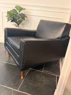 Mid-Century Black Leather Club Chair