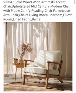 Accent chair beige fabric