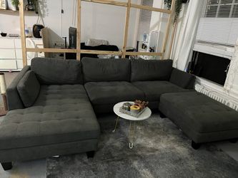 U Sectional Fabric Tufted Sofa Couch