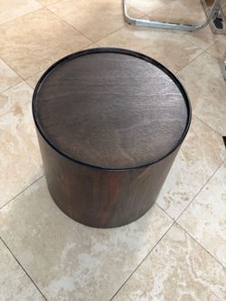Crate & Barrel Solid Wood Drum Side Table