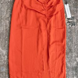 burnt orange rust silk skirt