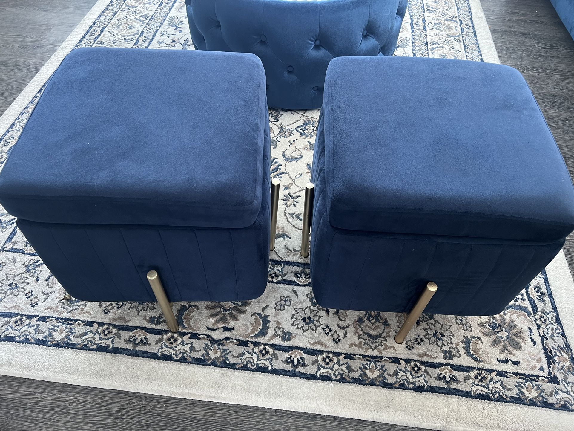 Two velvet chairs with storage