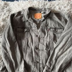 Mens Levi Denim Jacket XXL Grey/Black