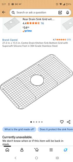 CIPOTAL 27.2 in. x 13.5 in. Centre Drain Kitchen Sink Bottom Grid with Supersoft Silicone Feet in 304 Grade Stainless Steel