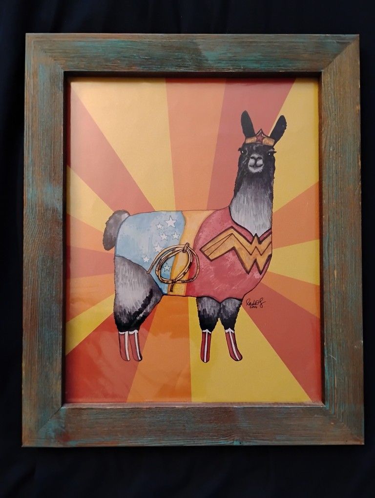 Framed Llama Wonder Woman $10