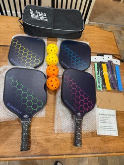 JoncAye Pickleball Paddles Racquet Set of 4 Rackets w/Balls & Bag USAPA