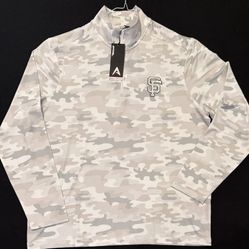 SAN FRANCISCO GIANTS ANTIGUA MENS WHITE METALLIC SECTOR LONG SLEEVE HOODIE