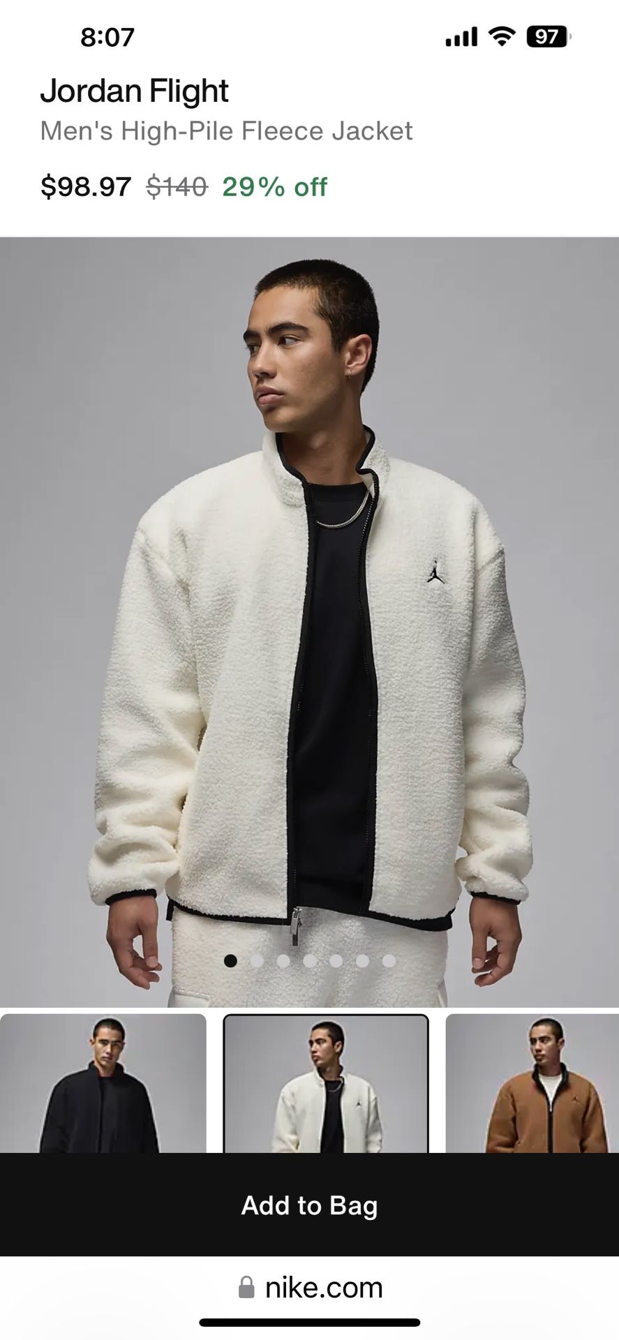 New Men Nike Jardon high pile fleece jacket M