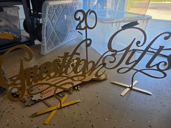 Wedding table numbers, gift, guest book and puzzle sign