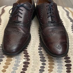 BOSTONIAN Vero Cuoio Men’s Wingtip Oxford Lace Up Dress Shoes Burgundy Size 9M Made in Italy 🇮🇹 