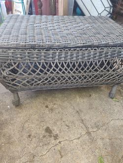 Gray Wicker Outdoor Coffee Table