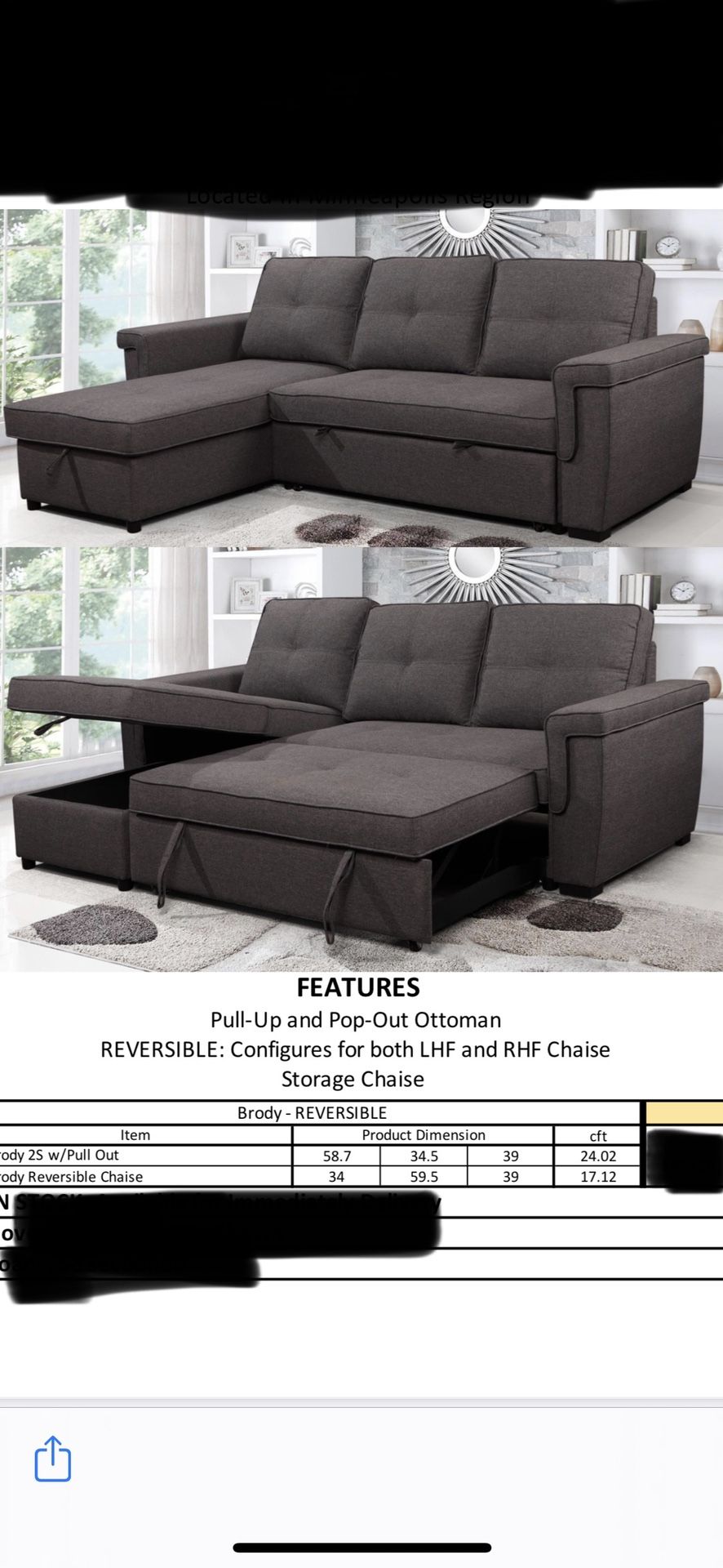New Functional Sectional With Sleeper 