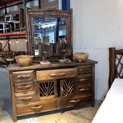 Solid Wood Cabin Log Style Dresser (Honey Or Rustic) - Twig
