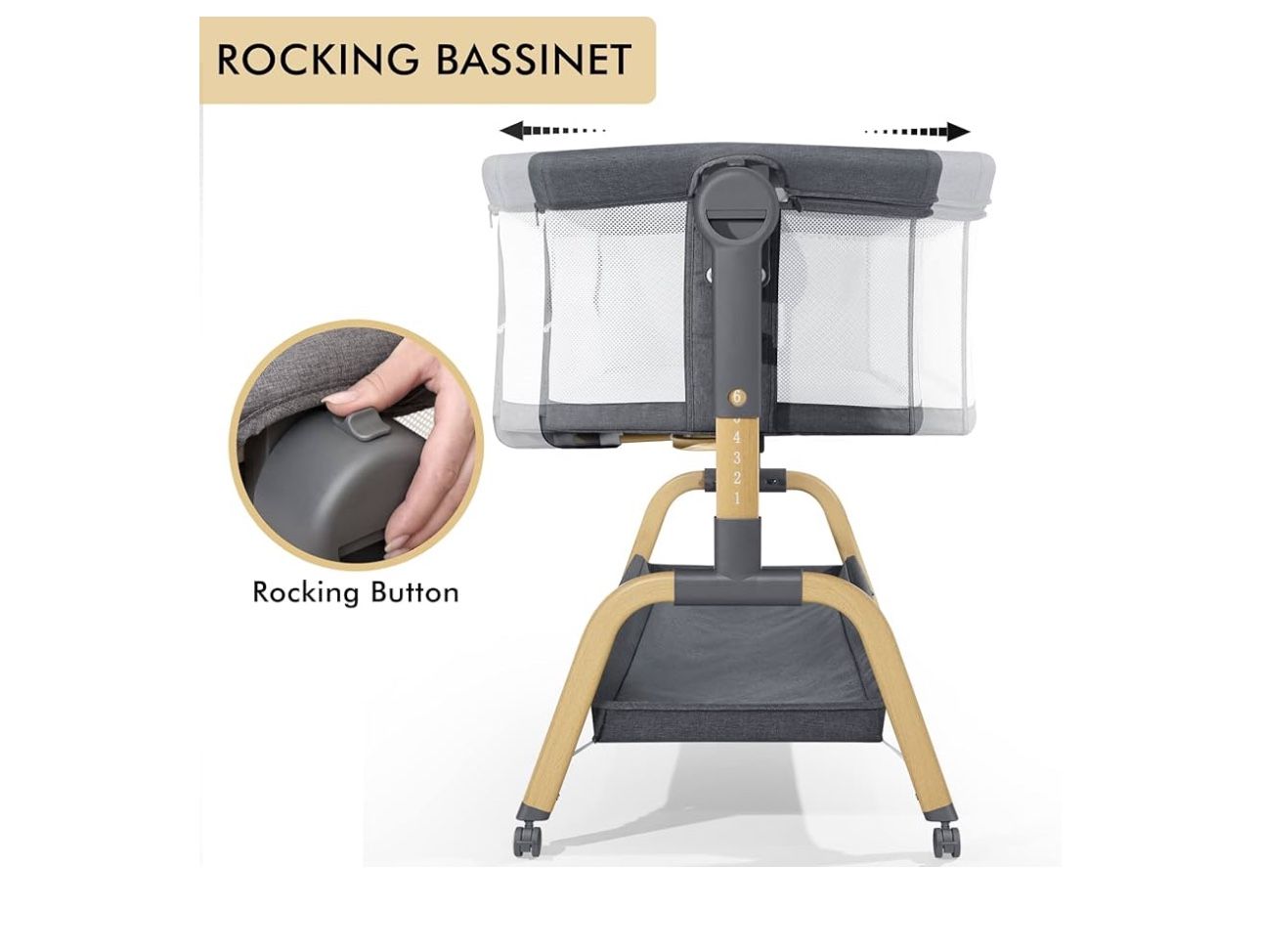 3 in 1 Bassinet. Jimglo 3 in 1 baby bassinet can be used as a standalone bassinet, bassinet bedside sleeper attached to the bed, or rocking bassinet.