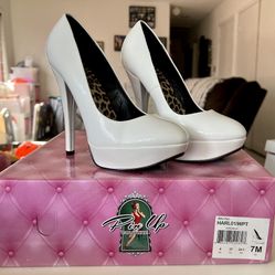 White Pin Up Heels Size 7