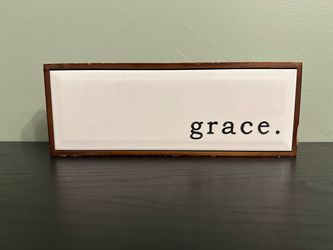 Wood Framed "Grace" Glass Wall Decor