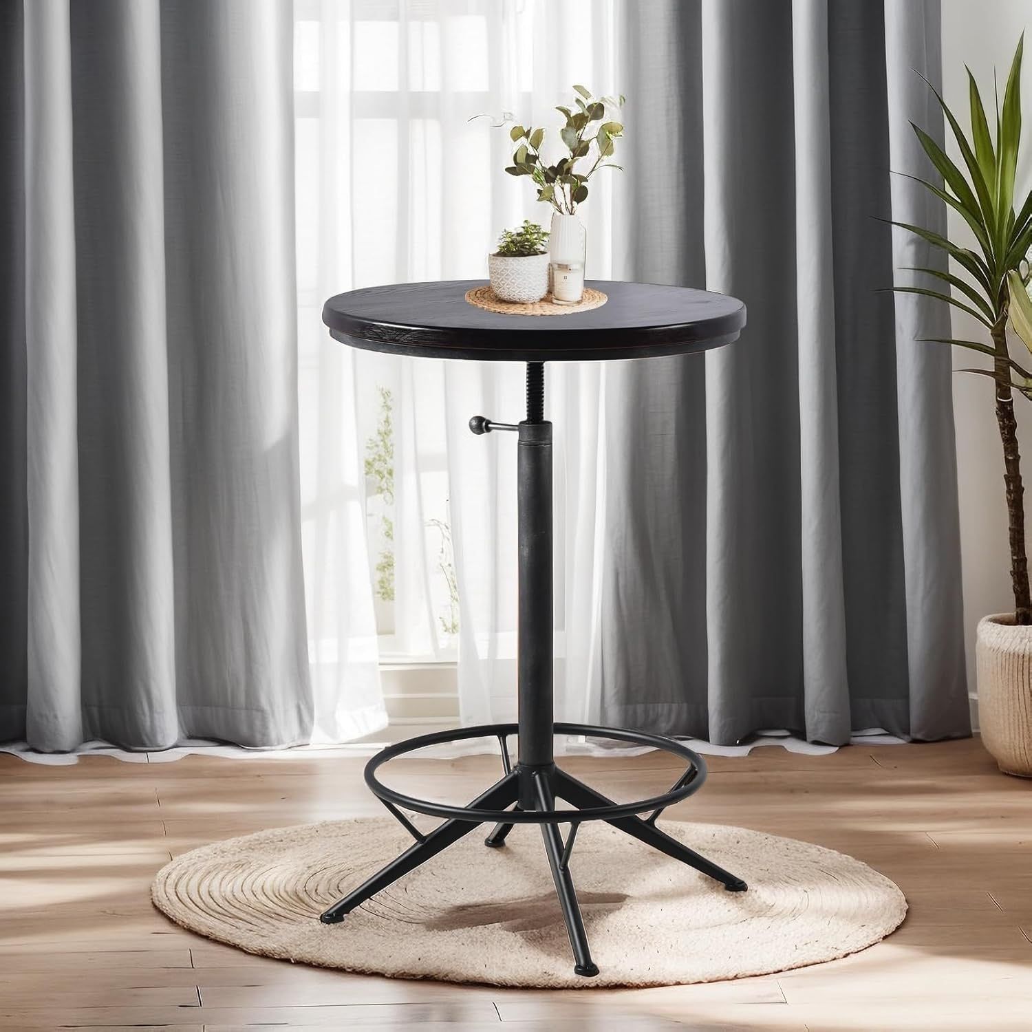 Adjustable Pub / Bar Table (23.6” Round Top)  - Assembly Required