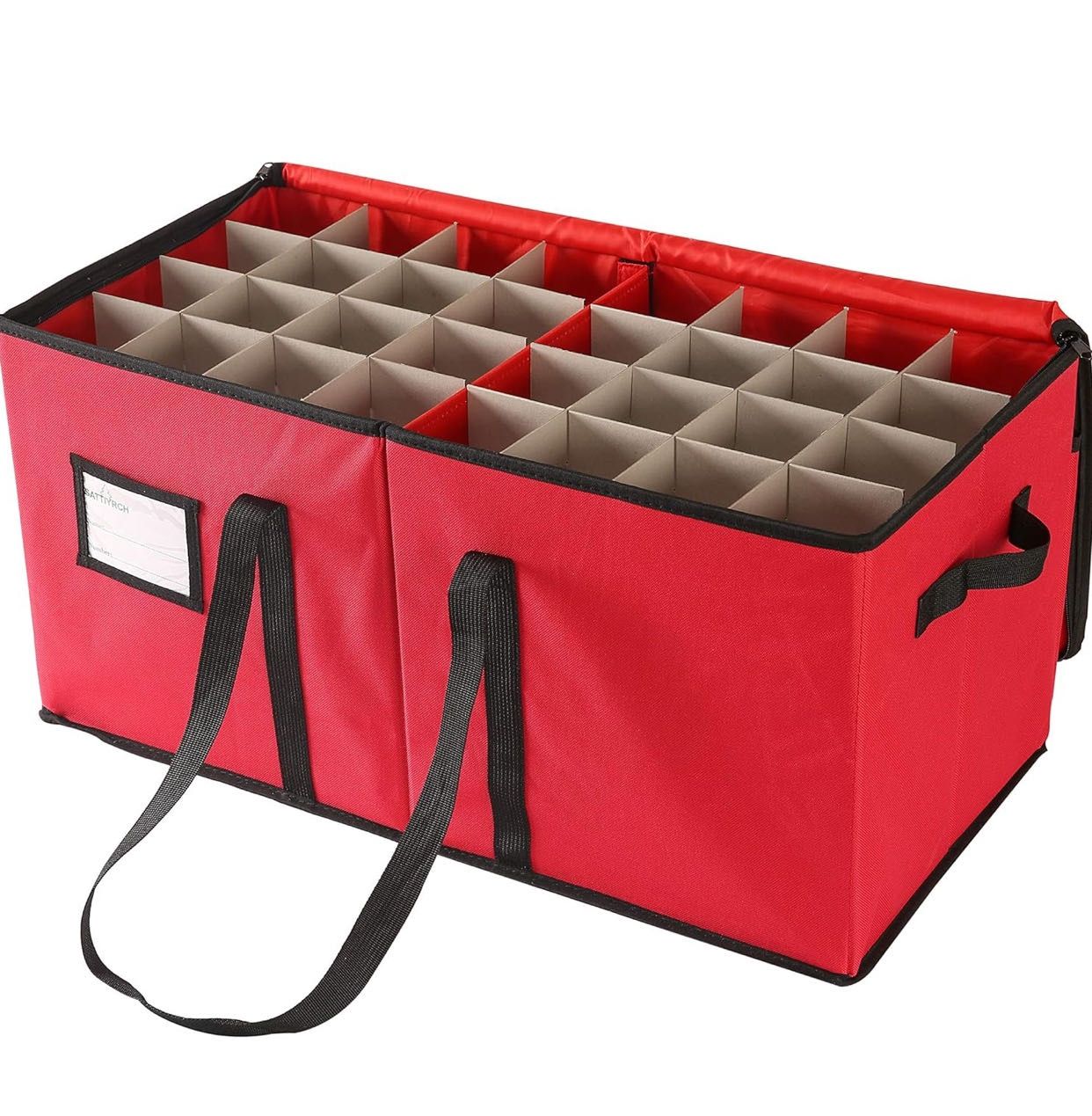 Christmas Ornament Storage Box with Dual Zipper Closure - Box Contributes Slots for 128 Holiday Ornaments 3-Inch