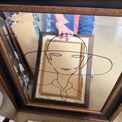 Mid-Century Modern Wall Mirror With Face