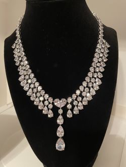 Rhinestones, Crystals Teardrop Necklace and earrings Wedding Prom